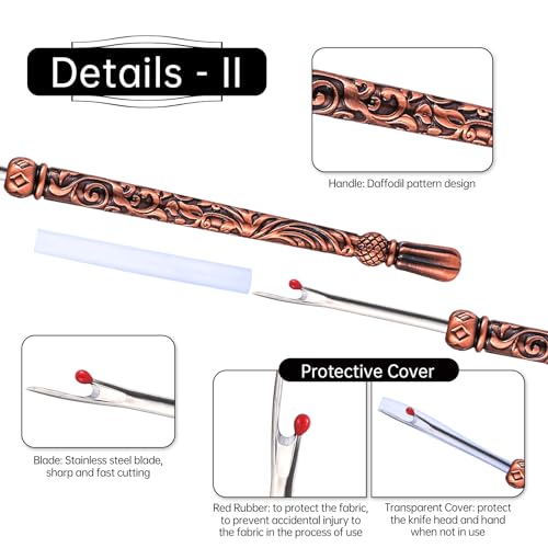 2Pcs Metal Seam Ripper Set, European Vintage Carved Handle Stitch Ripper, Sharp Seam Ripper Tool for Sewing with Storage Cases, Durable and Handy Crafting Removing Threads Tools - color: A