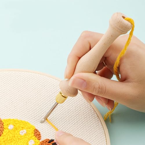 Woohome Punch Needle Kit Included Plastic Hoops, Punch Needle Cloth, Color Yarn and Punch Needle Tools for Adults, Beginners (21PCS Starter Kits) - color: Color 2