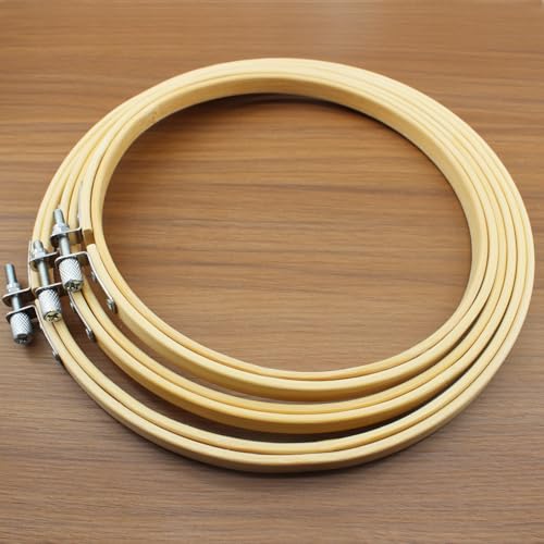 Lamvbls 3 Pcs Embroidery Hoops Set, Round Wood Bamboo Adjustable Circle Cross Stitch Hoop Ring, Wooden Embroidery Frames for Art Craft Sewing – 6/7/8 Inch - size: 6, 7, 8 inch
