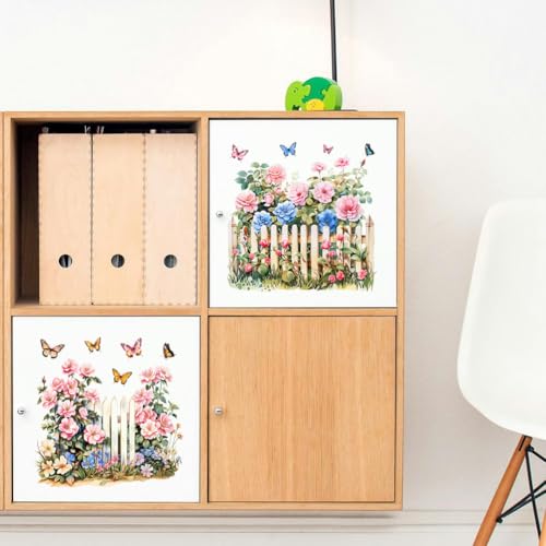 Peacoblue Fence and Roses Rub On Transfers for Furniture Craft 6"x12" - style: Fence and Roses