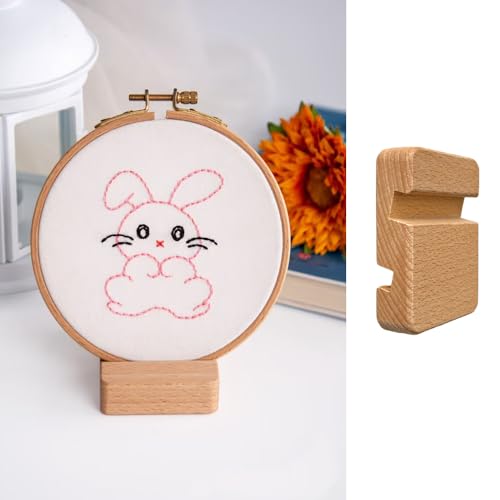 6 Pcs Wooden Embroidery Hoop Base Cross Stitch Holder for Display Stand