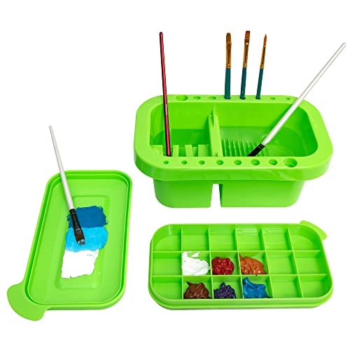 MyLifeUNIT Paint Brush Cleaner, Paint Brush Holder and Organizers with Palette for Acrylic, Watercolor, and Water-Based Paints (Lawn Green) - color: Lawn Green
