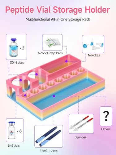 YOUSHARES Peptide Vials Case - 3ml and 30ml Insulin Vial Organizer - color: 3d_multicolor