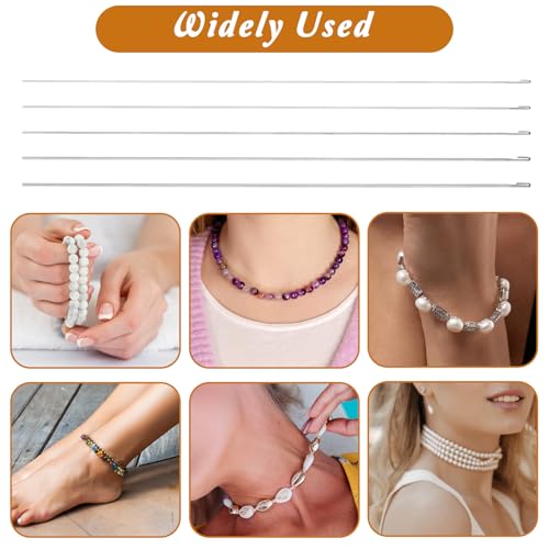 5 PCS Beading Needles for Jewelry Making, 6.7 Inches Bead Needle, 5 Thickness Styles Bead Spinner for Jewelry Making, Beaded Bracelets, Necklaces (0.4|0.5|0.6|0.7|0.8mm)