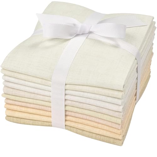 Craftido - 11 Options Solids with Tweed Tonals - Assorted Color Cotton Quilting Fabric Bundles 10pcs Fat Quarters 18"x21" - Medium Weight 5.2oz - for Quilting, Sewing and Crafts - Not Quite White - color: Not Quite White