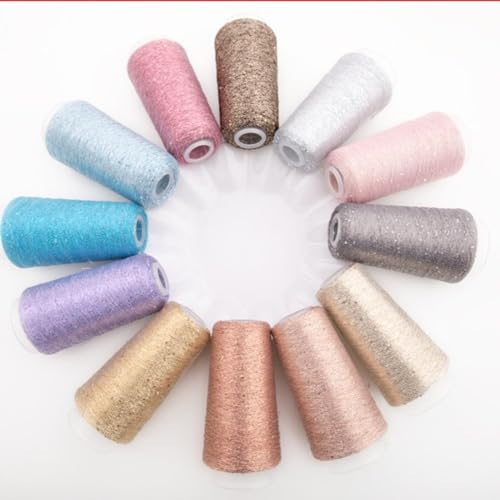 2 Balls Sequin Sparkle Lurex Yarn, Shining Glitter Metallic Knitting-in Accessory Yarn Thread for Knitting and Crochet Sweater Shawl 5000 Yards (1, Magic White) - color: Magic White