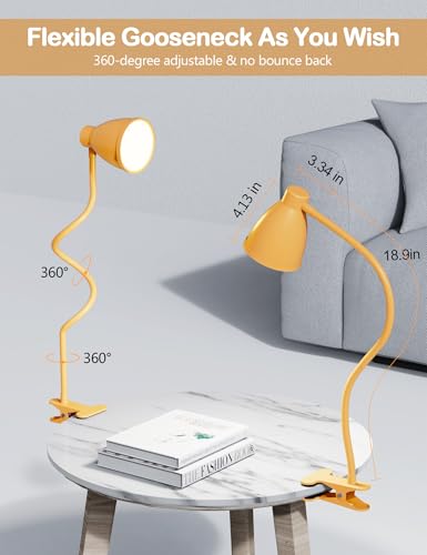 BOHON Clip on Light, Desk Lamp with Clamp, 5 Color 10 Brightness Yellow - color: Bright Yellow