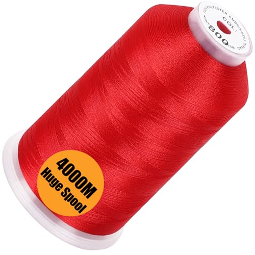 New brothread 4000M Huge Spool Embroidery Machine Thread - Red - color: Red-800