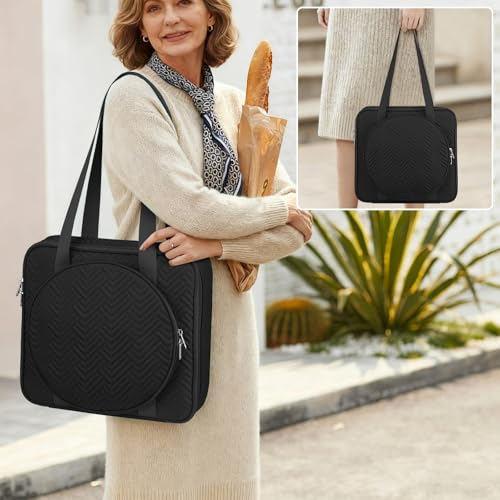 FINPAC Embroidery Bag, Cross Stitch Storage, Square Quilted Tote Organizer - color: Black