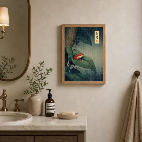 Framed Japanese Vintage Frog Canvas Wall Art for Bathroom Wall Decor 8x10in - color: Japanese Frog, size: 10"L x 8"W