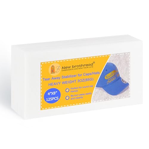 New brothread Caps and Hats Tearaway Embroidery Stabilizer -4" x 8" 125Pcs - size: 4"x 8" 125sheets