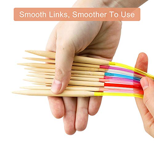 18 Pairs Circular Knitting Needles Set, Vancens Premium Bamboo Knitting Needles with Colorful Plastic Tube, 5 Kind of Tools for Weave are Included, 18 Sizes: 2mm - 10mm, 16 Inches Length - size: 16" Knitting Needles