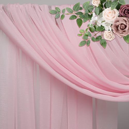 Wedding Arch Draping Fabric 2 Panels Blush Pink Sheer Backdrop Drape - color: Blush Pink, size: 2 Panels
