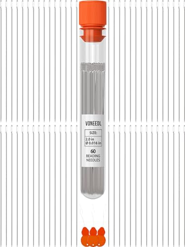VONEEDL 60 Straight Beading Needles with Convenient Storage Tube Size 11-0.4mm (0.015in) Extra Fine Thread Needles - Perfect for Bead and Sequin Embroidery, Jewelry Making, Crafting, and DIY - size: #11 - 0.4mm, style: 60pcs