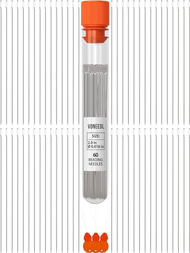 VONEEDL 60 Straight Beading Needles with Convenient Storage Tube Size 11-0.4mm (0.015in) Extra Fine Thread Needles - Perfect for Bead and Sequin Embroidery, Jewelry Making, Crafting, and DIY - size: #11 - 0.4mm, style: 60pcs