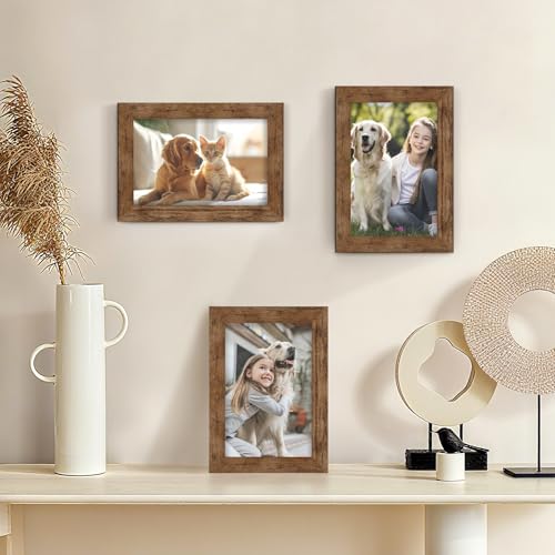TOFOREVO 4x6 Picture Frames Set of 2, Rustic Brown - color: Rustic Wood, size: 4x6