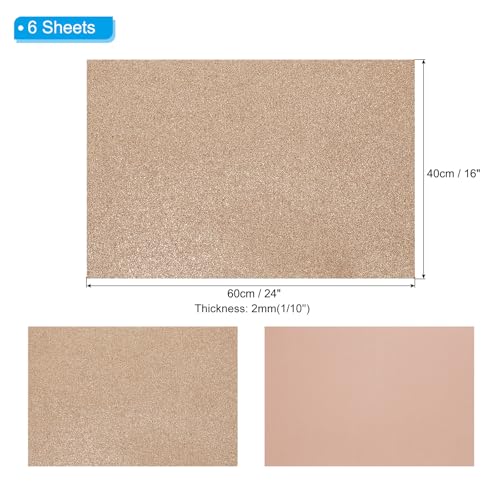 PATIKIL 2mm(1/10") Thick Non Adhesive Glitter Foam Sheet 16x24inch(40x60cm) Brown, EVA Shiny Foam Board for Craft, 6 Pcs - color: Brown