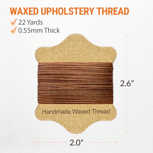 VONEEDL Upholstery Repair Kit: Waxed Sewing Thread (Brown Color) & Heavy Duty Needles (11 PCS) for Leather, Canvas & Quilting Thread - color: Brown