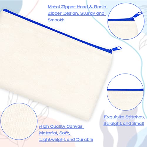 ZeeDix Small Canvas Zipper Pouch for Makeup Pencil Travel Storage 8.3x5 In - color: Beige-Color Zipper, style: 8 Pcs