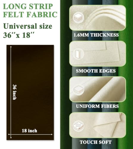 Chocolate Brown Felt Fabric Sheet 36" X 18" 1.6mm Thick Half Square Soft - color: Chocolate Brown, size: 36'' x 18''
