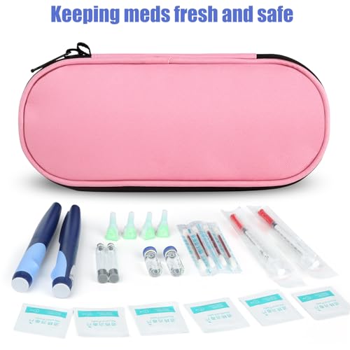 CDBXPRG Insulin Pen Cooler Travel Case, 2 TSA Approved Ice Packs Pink - color: Pink
