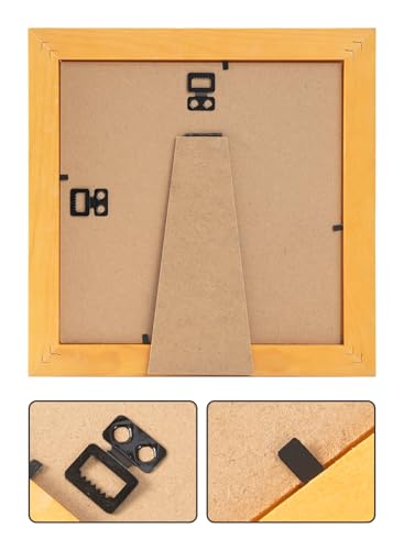Rustic Wooden Square Picture Frames 8x8 - Set of 2-100% Natural Solid Eco Wood with Real Glass for Wall Mounting and Tabletop Photo Frame - Yellow - color: Yellow