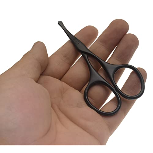 Multicolor Professional Grooming Scissors for Facial Hair Removal - color: Curved Safety Head Black