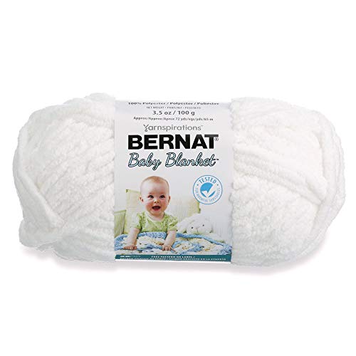 Bernat Baby Blanket Yarn, 3.5oz, Super Bulky 6 Gauge - White - Single Ball Machine Wash & Dry - color: White, size: 1 Pack, style: Baby Blanket