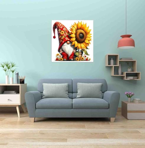 DYAIANGMU Gnome Stamped Cross Stitch Kit for Adults 13.7x13.7 inches - color: gnome-23