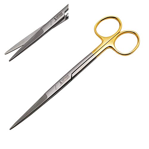 ARTMAN INSTRUMENTS Scissors - 5.5 Inches Straight, Gold Plated Handle with Tungsten Carbide Inserts - Extra Sharp, Durable, and Autoclavable for Precision Cutting