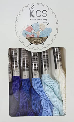 KCS 162 Yards(150 Meters) Mercerized Pearl Cotton Crochet Needlepoint Thread,Size 5,6 skeins,Mixed Color 09 - color: 6color09, size: 6 skeins