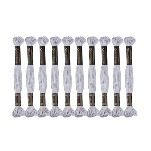 12 Skeins Embroidery Cotton Floss of 9yds for DIY Embroidery, Medium Grey - color: Grey