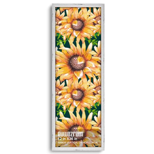 Rustic White 12x36 Frame - Single Frame, 12 x 36 Poster Frame for Artwork, Puzzles, Photos and Movie Posters Picture Frames - size: 12" x 36"