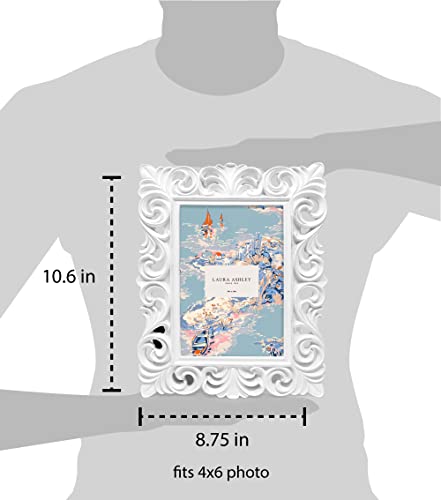 Laura Ashley 4x6 White Vintage Inspired Resin Scroll Design Picture Frame - color: White, size: 4x6