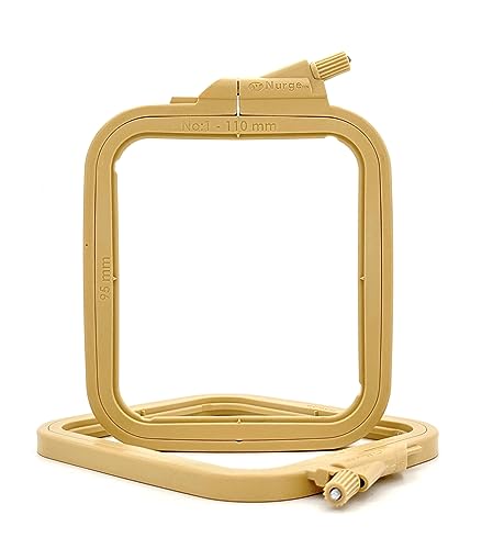 Nurge Square Embroidery Hoop - Plastic Cross Stitch Frame for Needlepoint & Embroidery - Adjustable Craft Hoop - Beige - No:1 (X Small) - color: Beige, size: No:1 (X Small)