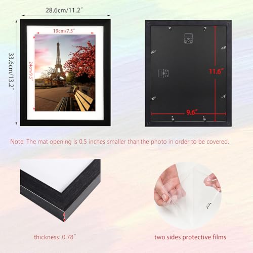 10x12 Photo Frame Gallery Picture frame with 8x10 mat,Freestanding and Wall Mountable,Black - color: Black, size: 10x12
