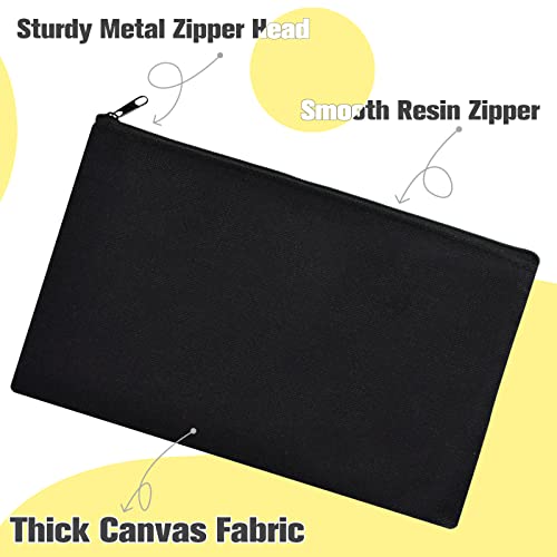 ZeeDix Small Canvas Zipper Pouch for Makeup Pencil Travel Storage 8.3x5 In - color: Black, style: 8 Pcs