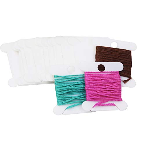 50 Pcs Floss Bobbins for Cross Cotton White Stitch Thread Plastic