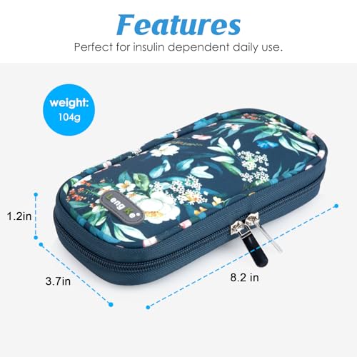 YOUSHARES Insulin Cooler Travel Case - Portable Refrigerated Medicine Case for Insulin Pen, Medication and Diabetic Supplies with 2 TSA Approved Ice Pack - color: Camellia Blue