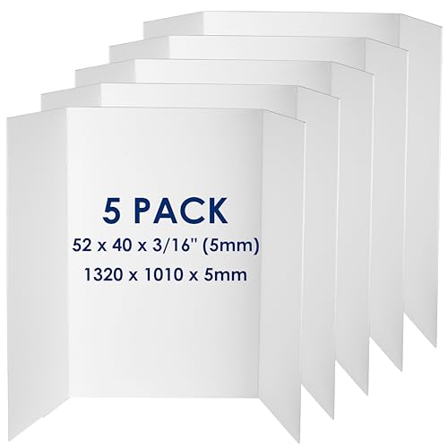 Foam Board Trifold 52 x 40 x 3/16"(5mm), Large Foam Core Poster Board - size: 52x40 in 5 Pack