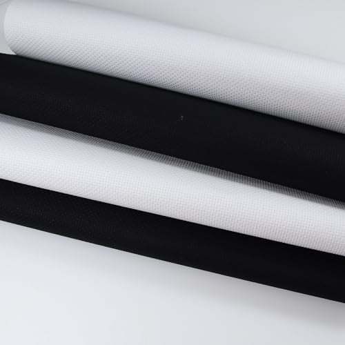 KCS 4 pc of 12" x 18"(30cm x45cm) 14CT Counted Cotton Aida Cloth Cross Stitch Fabric (White+Black) - color: White+black