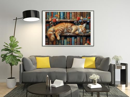 Moohue DIY Counted Stamped Cross Stitch Kits for Adults 14 Count Cross Stitch Patterns Animal cat Flowers Book Printed Cross Stitch Kits for Adults (Animal Cat Books) - color: Animal Cat Books