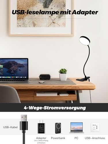 Clip on Light,10 RGB Colors+10 Brightness Small Desk Lamp with Clamp Light - color: Black