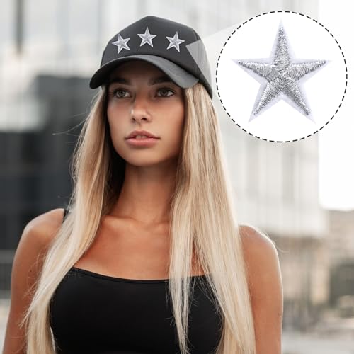 PAGOW 30 Pcs Star Iron on Patch, 1 Inch Sew on Star Embroidered Patches - color: 30 Silver
