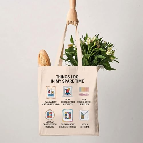 G2TUP Cross Stitching Lover Gift Hobbies Design Tote Bag Cross Stitching Supplies Handbag Cross Stitcher Gift