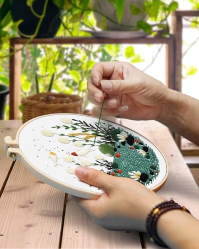 TINDTOP 5 Pack Embroidery Kit for Adult, Embroidery DIY Starter Kit - color: Fish World