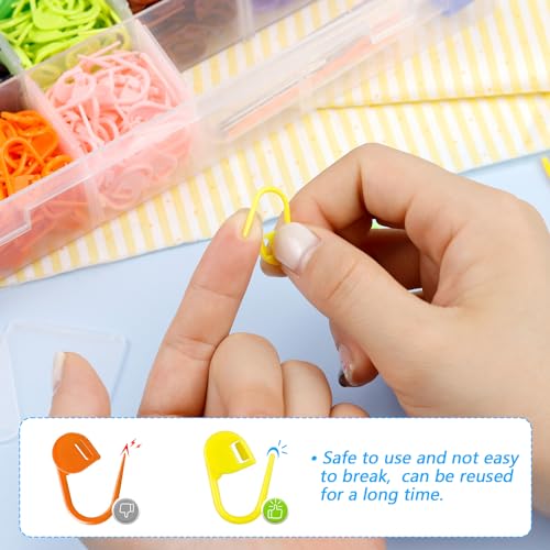 FIVEIZERO 900 Pieces Stitch Markers,with 15Pcs Large Eye Blunt Sewing Needles,Colorful Crochet Markers for Knitting Stitch Locking Clips Crochet Pins with Storage Box - size: 900PCS