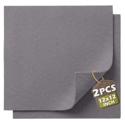 Dark Gray Soft Felt Sheets for Crafts, 12" x 12", 1.6mm Thick, 2 Pcs - color: Dark Gray