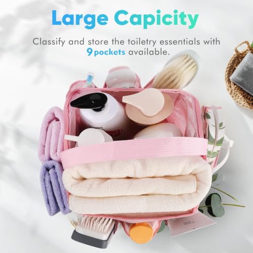 EUDELE 2 Pack Mesh Shower Caddy Portable for College Dorm Room Essentials, Shower Caddy Dorm with 9-Pocket Large Capacity,Shower Bag for Beach,Swimming,Gym All Black+All Purple - color: All Black+All Pink