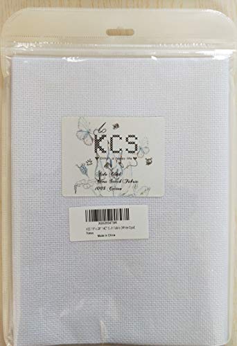 19" x 28" 14CT Counted Cotton Aida Cloth Cross Stitch Fabric (White Opal) - color: White Opal